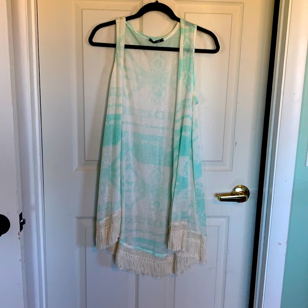 Layering Shawl like Aztec print vest